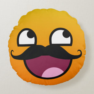 Coussins Ronds Visage impressionnant avec le smiley de moustache