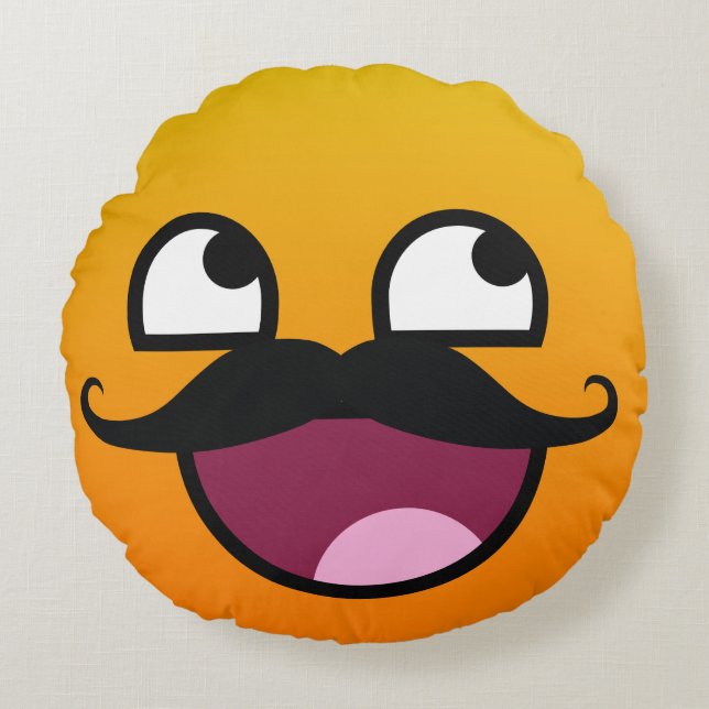 Coussins Ronds Visage impressionnant avec le smiley de moustache (Devant)