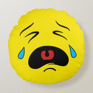 Coussins Ronds Visage pleurant triste superbe Emoji
