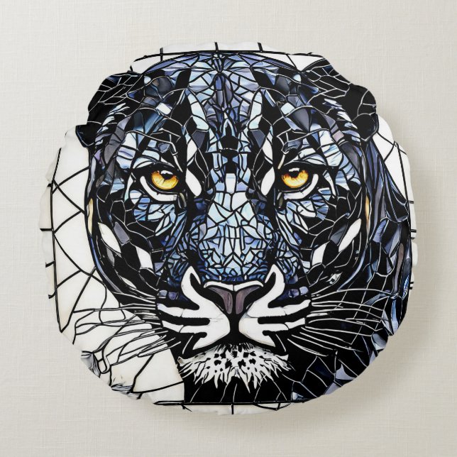 Coussins Ronds vitrail Black Panther (Devant)