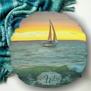 Coussins Ronds Voilier sur la baie de Banderas 0884