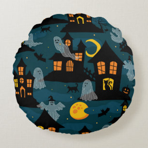 Coussins Ronds Voisinage hanté Halloween vintage sans fil Pa