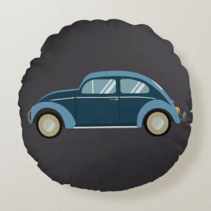 Coussins Ronds voiture cool bleu rétro avec des menottes