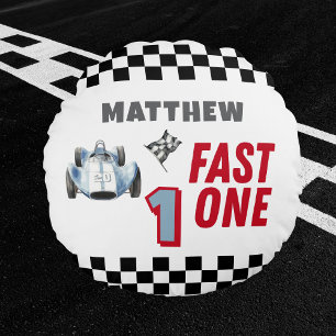 Coussins Ronds Voiture de course Fast One 1er anniversaire garçon