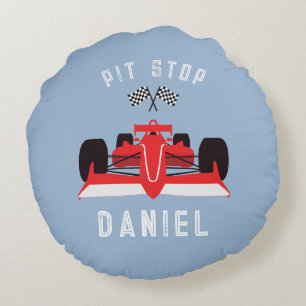 Coussins Ronds Voiture de course Kids Cute Blue