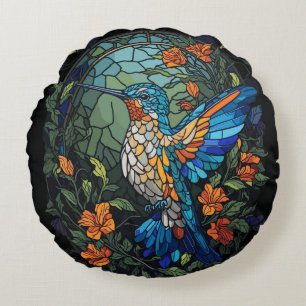 Coussins Ronds Vol Humming Oiseau Colorful Verre