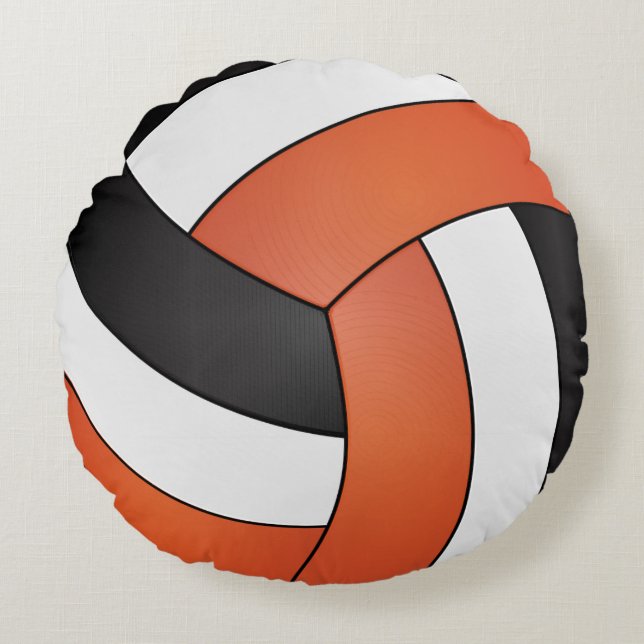 Coussins Ronds Volley-ball orange, noir et blanc (Devant)