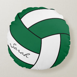 Coussins Ronds Volley-ball vert foncé et blanc   Nom do-it-yourse
