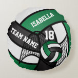 Coussins Ronds Volley 🏐 Sport- Vert, Blanc et Noir<br><div class="desc">🥇 UN DESIGN D'ART ORIGINAL DE DROIT D'AUTEUR DE Donna Siegrist SEULEMENT DISPONIBLE SUR ZAZZLE!. Volley 🏐 Coussin rond. Doté d'un design Volleyball Sport dans un motif vert, blanc et noir et do-it-yourself nom et numéro. Faites un grand cadeau à n'importe quel joueur de volley-ball ou amateur. Vous ne trouvez...</div>