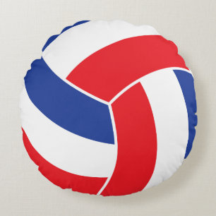 Coussins Ronds Volleyball rouge, blanc et bleu