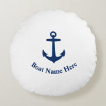 Coussins Ronds Votre Nom De Bateau Avec Ancre Classique<br><div class="desc">Votre Nom De Bateau Avec Coussin Coussin Rond Ancre Classique.</div>