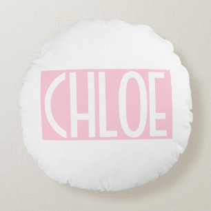 Coussins Ronds Votre nom Texte blanc gras sur rose clair