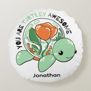 Coussins Ronds Vous Êtes Turtley Awesome Flower Succulte Tortue