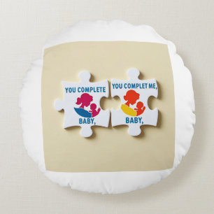 Coussins Ronds Vous Me Complétez, Pièce De Puzzle Du Bébé