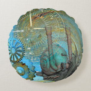 Coussins Ronds Voyageur Escargot à Vapeur Aqua