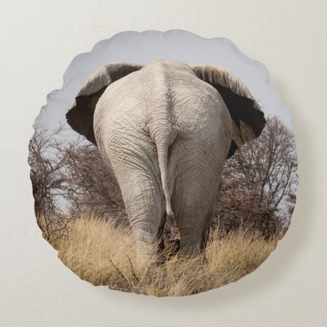 Coussins Ronds Vue arrière de l'éléphant (Devant)