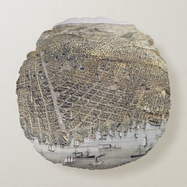 Coussins Ronds Vue de San Francisco, 1878 (Devant)