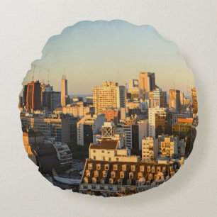Coussins Ronds Vue panoramique du paysage urbain au crépuscule
