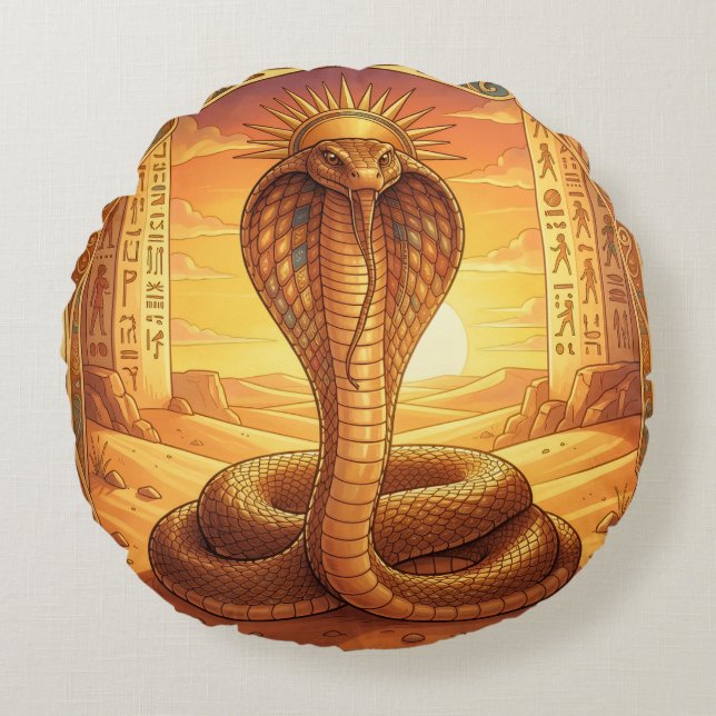 Coussins Ronds Wadjet – Egyptian Cobra Goddess´1 (Devant)