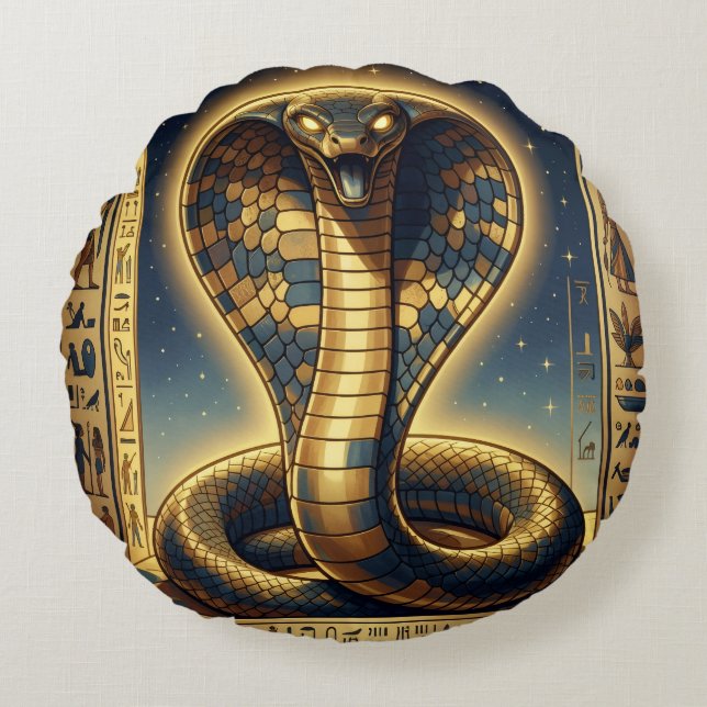 Coussins Ronds Wadjet – Egyptian Cobra Goddess´3 (Devant)