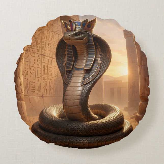 Coussins Ronds Wadjet – Egyptian Cobra Goddess´5 (Devant)