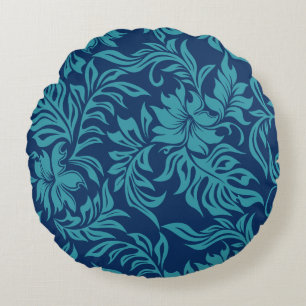 Coussins Ronds Waikiki Hibiscus Hawaiian Pareau Floral