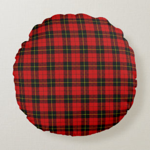 Coussins Ronds Wallace tartan rouge noir plaid