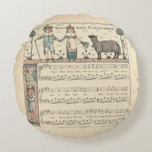 Coussins Ronds Walter Crane Baa Baa Mouton Noir Comptine
