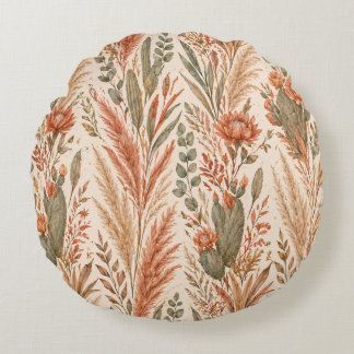 Coussins Ronds Warm Boho Botanical Terracotta Desert Flowers