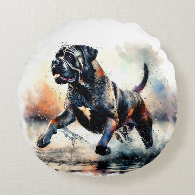 Coussins Ronds Watercolor Cane Corso dog (Devant)