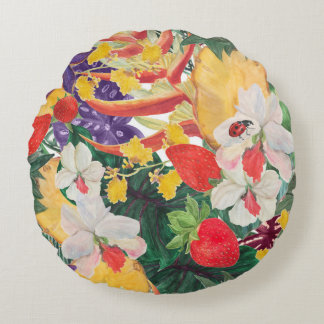 Coussins Ronds WAtercolor sans couture motif tropical avec exotiq