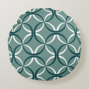 Coussins Ronds Wavy Lines Green Seamless Motif