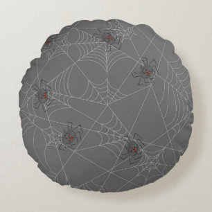 Coussins Ronds Web et citrouilles d'araignées d'Halloween