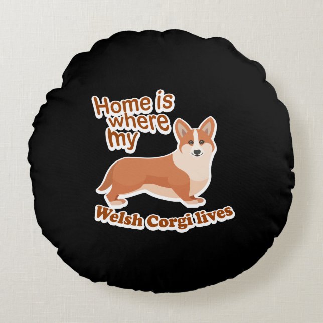 Coussins Ronds Welsh Corgi Home (Devant)