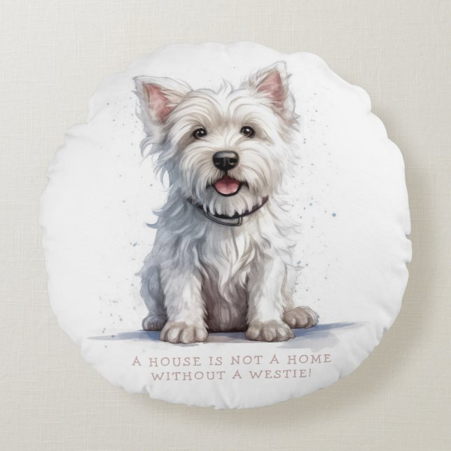 Coussins Ronds Westie Cheeky Cute Personnalisé (Devant)