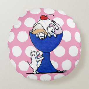 Coussins Ronds Westie Crème glacée sociale