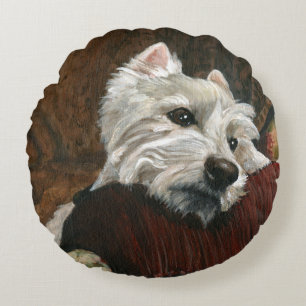 Coussins Ronds Westie sur canapé