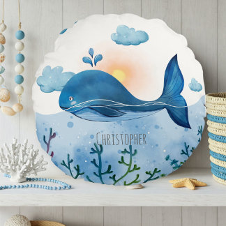Coussins Ronds Whale-Themed Round Pillow - Decorative