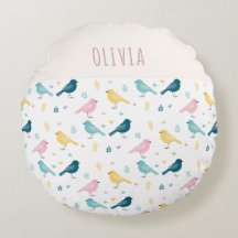 Whimsical Bird Pattern Personalized Pink & Teal