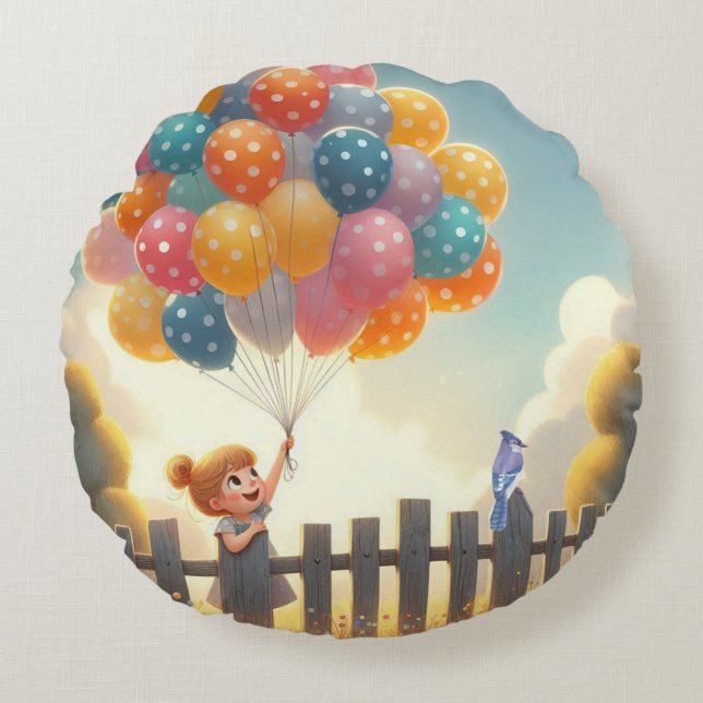 Coussins Ronds Whimsical/mignon ballon art (Devant)