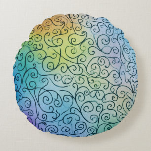 Coussins Ronds Whimsical Rainbow Motif Abstrait coloré