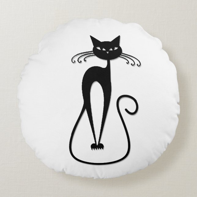 Coussins Ronds Whimsical Skinny Chat noir (Devant)