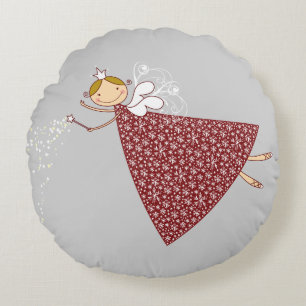 Coussins Ronds Whimssical Cute Snowflakes Fairy Holiday Noël