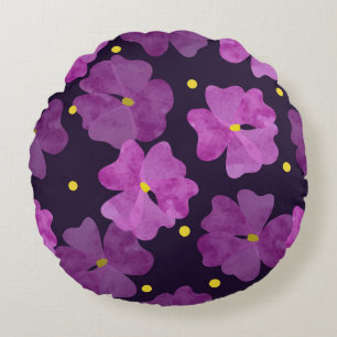 Coussins Ronds Whispers Violet : Elégance de l'aquarelle florale