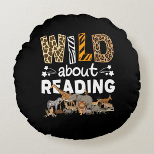 Coussins Ronds Wild About Reading Books And Bookworm Library