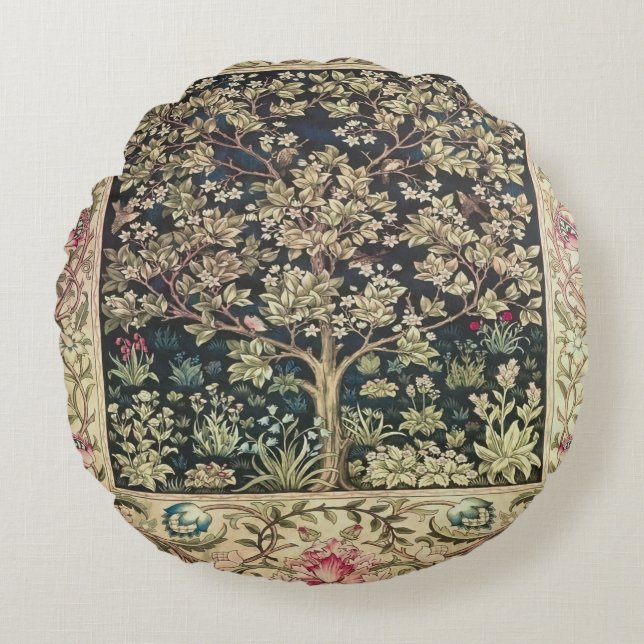 Coussins Ronds Willam Morris de beaux designs et créations, Vint (Devant)