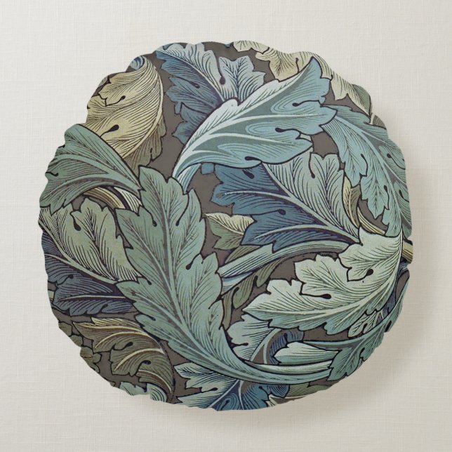 Coussins Ronds William Morris Acanthus Sage Fleur Floral Botaniqu (Devant)