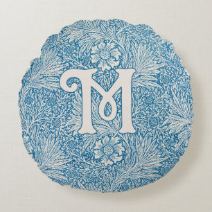 Coussins Ronds William Morris Blue Marigold Monogramme