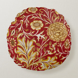 Coussins Ronds William Morris Cherwell Motif Floral Rouge