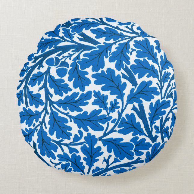 Coussins Ronds William Morris Feuilles de chêne, Sapphire bleu et (Devant)